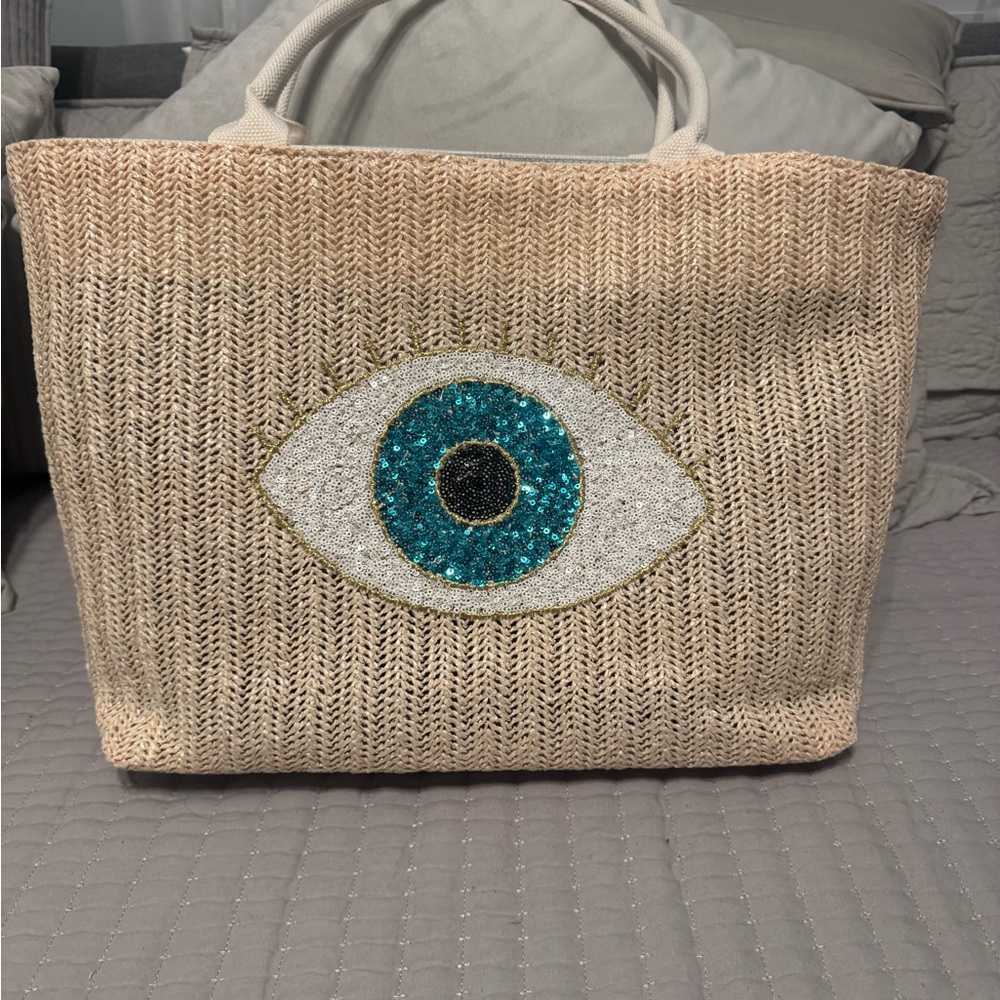 NWOT Beige Evil Eye 🧿 Tote Bag